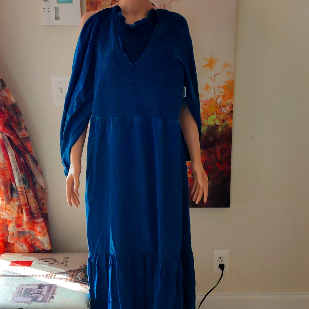 NWT denim long sleeve maxi dress M